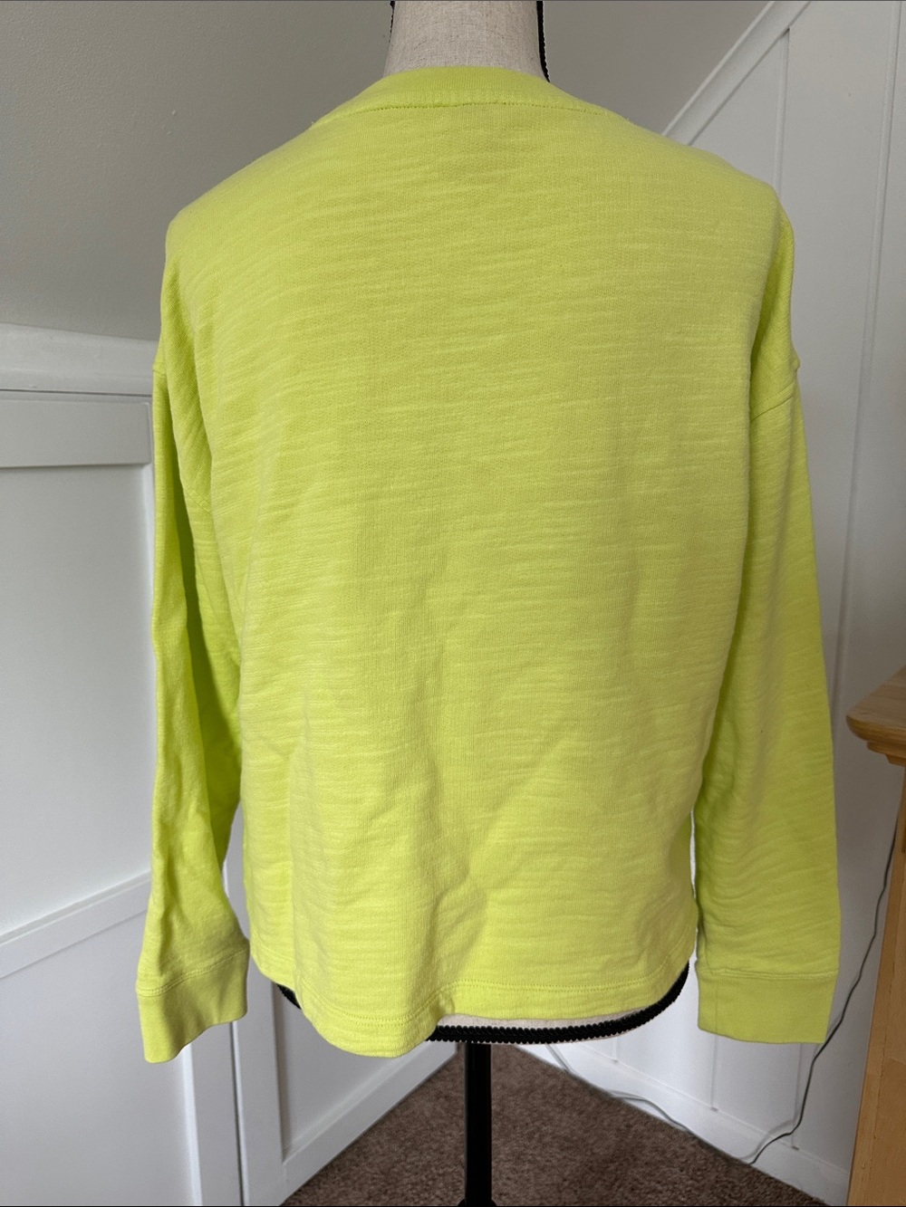 J. Crew Neon Lime Crewneck Lightweight Sweatshirt - Picture 3 of 3